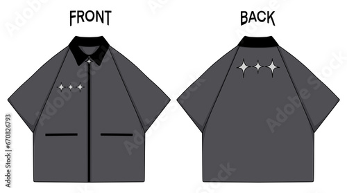Mock up Boxy Work shirt front and back, color can be changed according to needs.