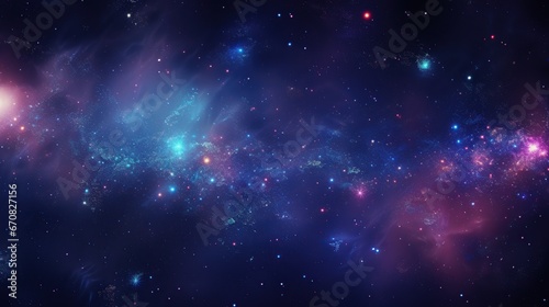 Abstract Space background panoramic, realistic nebula and shining stars.AI generated © saifur