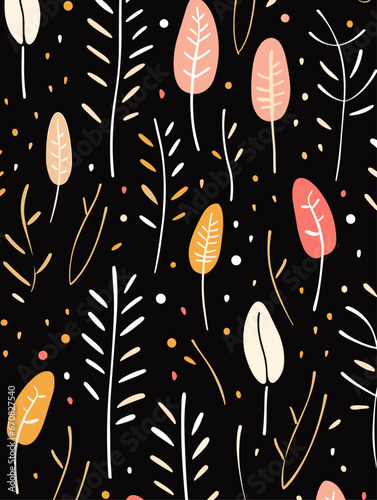 Colorful lines dots shapes floral seamless pattern background. Good for fashion fabrics, children’s clothing, T-shirts, postcards, email header, wallpaper, banner, posters, events, covers, and more.