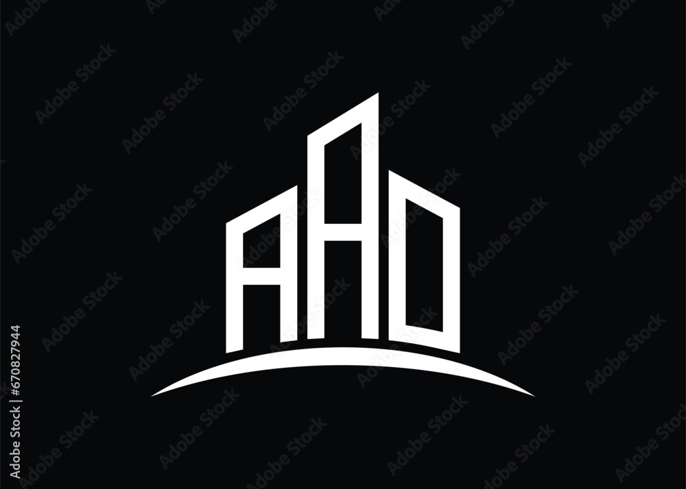 Letter AAO building vector monogram logo design template. Building Shape AAO logo. Letter AAO building vector monogram logo design template. Building Shape AAO logo.
