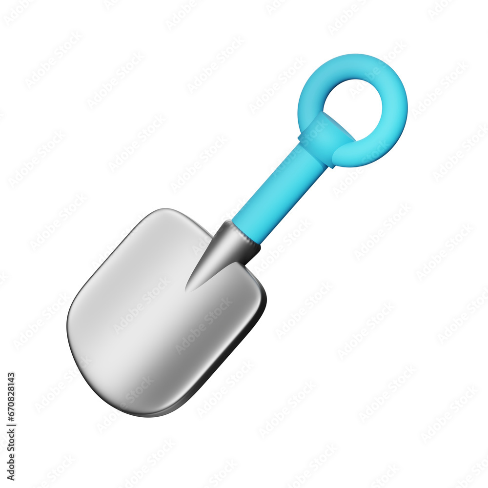 3D Shovel Icon isolated with blue handle 3D Shovel Icon isolated with blue handle