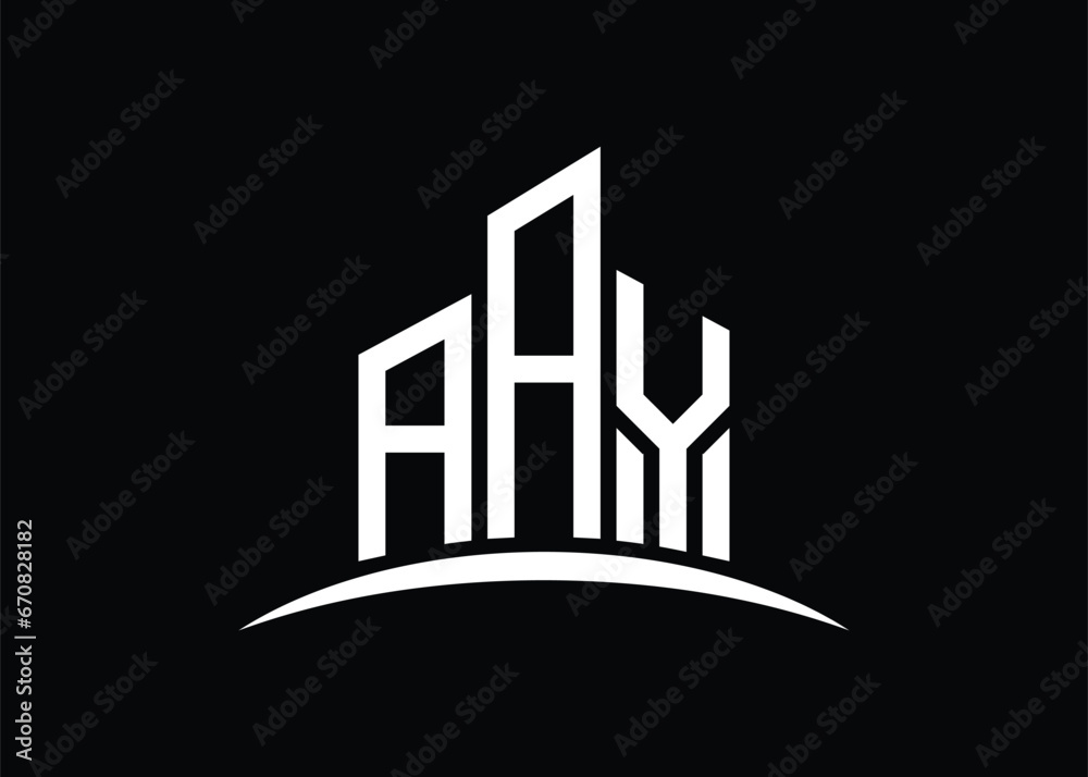 Fototapeta premium Letter AAY building vector monogram logo design template. Building Shape AAY logo.