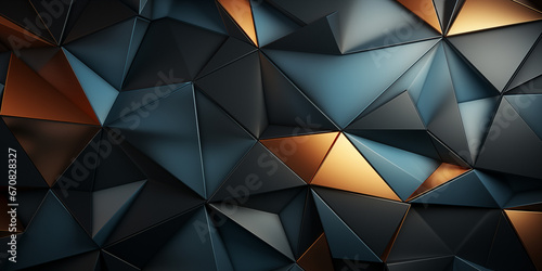 Geometrische Dreiecke und Elemente in dunklen Farben als Hintergrundmotiv f  r Webdesign im Querformat f  r Banner  ai generativ