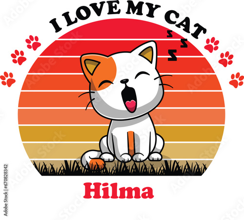 Hilma Is My Cute Cat, Cat name t-shirt Design photo