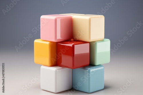 Trio of interconnected pastel cubes, symbolizing unity and cooperation in a minimalist form, Generative AI