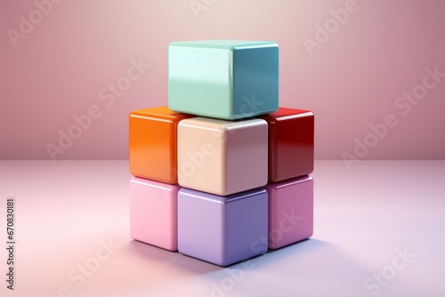 Trio of interconnected pastel cubes, symbolizing unity and cooperation in a minimalist form, Generative AI