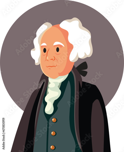 Vector Caricature Portrait of American President John Adams. Illustration cartoon of the second American president USA leader 

