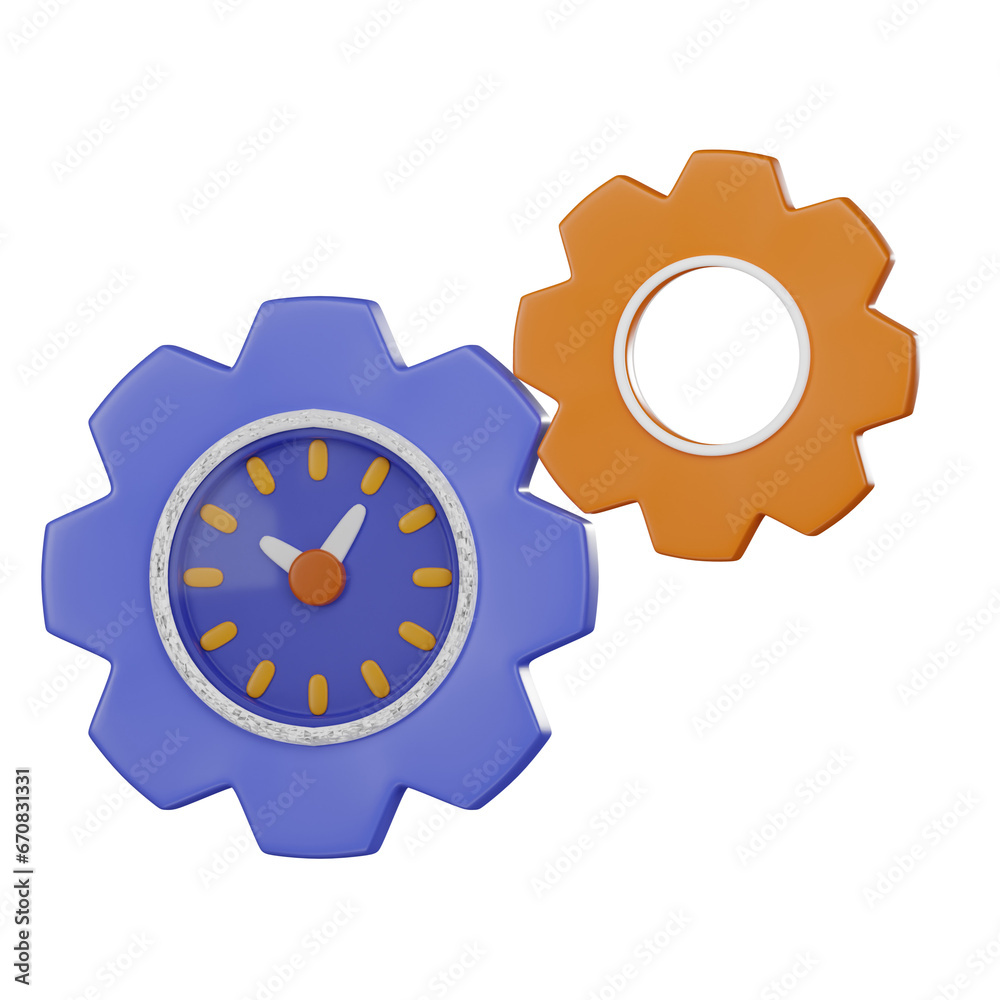 Time Management 3D Icon isolated on white background, 3d rendering