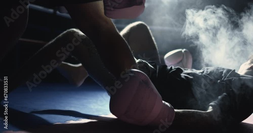 Ring's Dramatic Moment of Slow-Motion Fall of Fighter Overpowered by Rival's Takedown