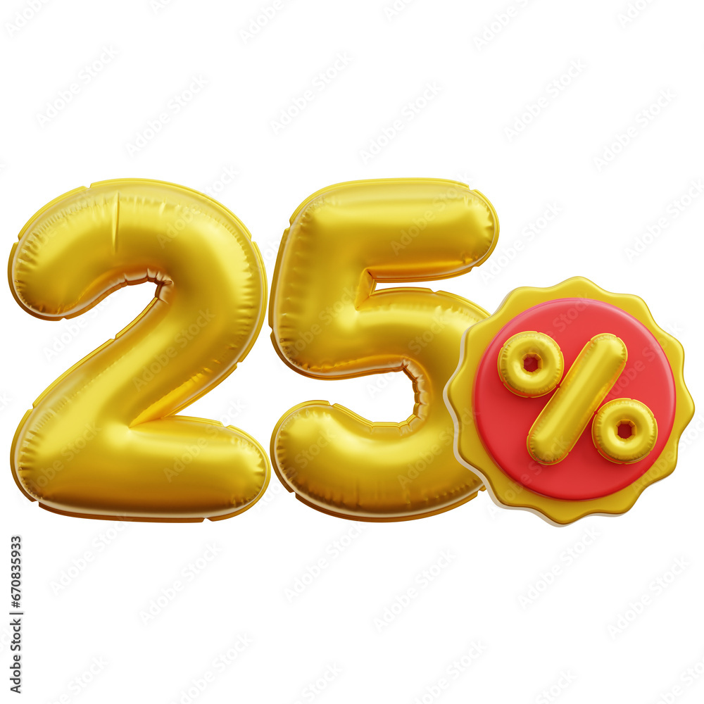 25 percent Balloon 3D Icon Illustrations 25 percent Balloon 3D Icon Illustrations