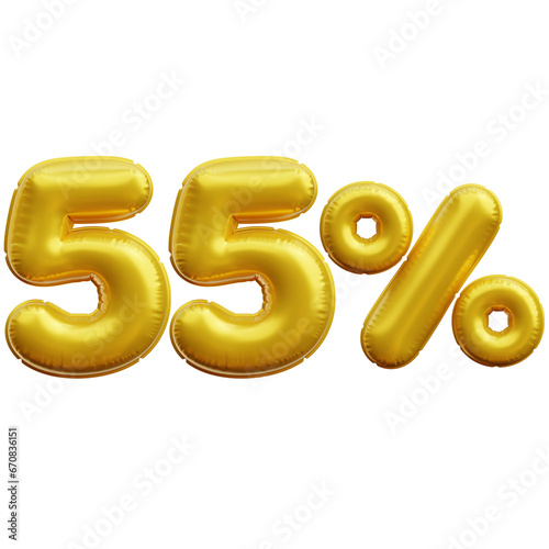55 percent Balloon 3D Icon Illustrations