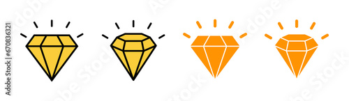 Diamond icon set for web and mobile app. diamond gems sign and symbol