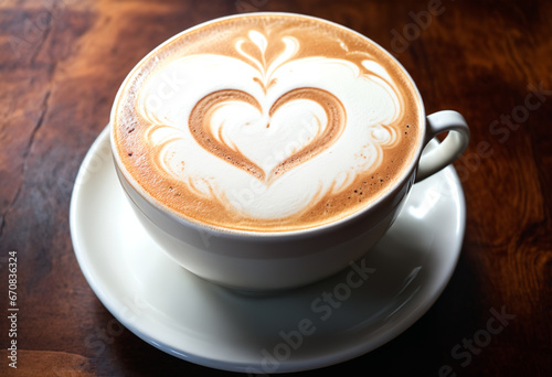 Cup of cappuccino with heart. Generative AI