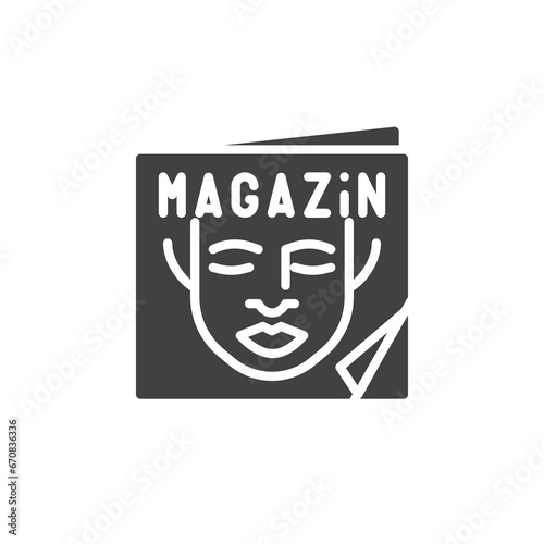 Magazine with woman portrait vector icon