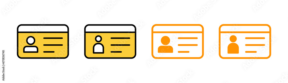License icon set for web and mobile app. ID card icon. driver license, staff identification card - obrazy, fototapety, plakaty 