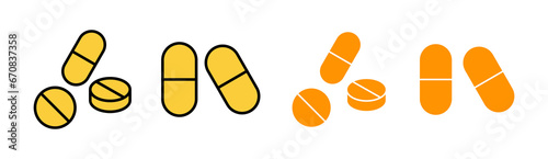 Pills icon set for web and mobile app. capsule icon. Drug sign and symbol
