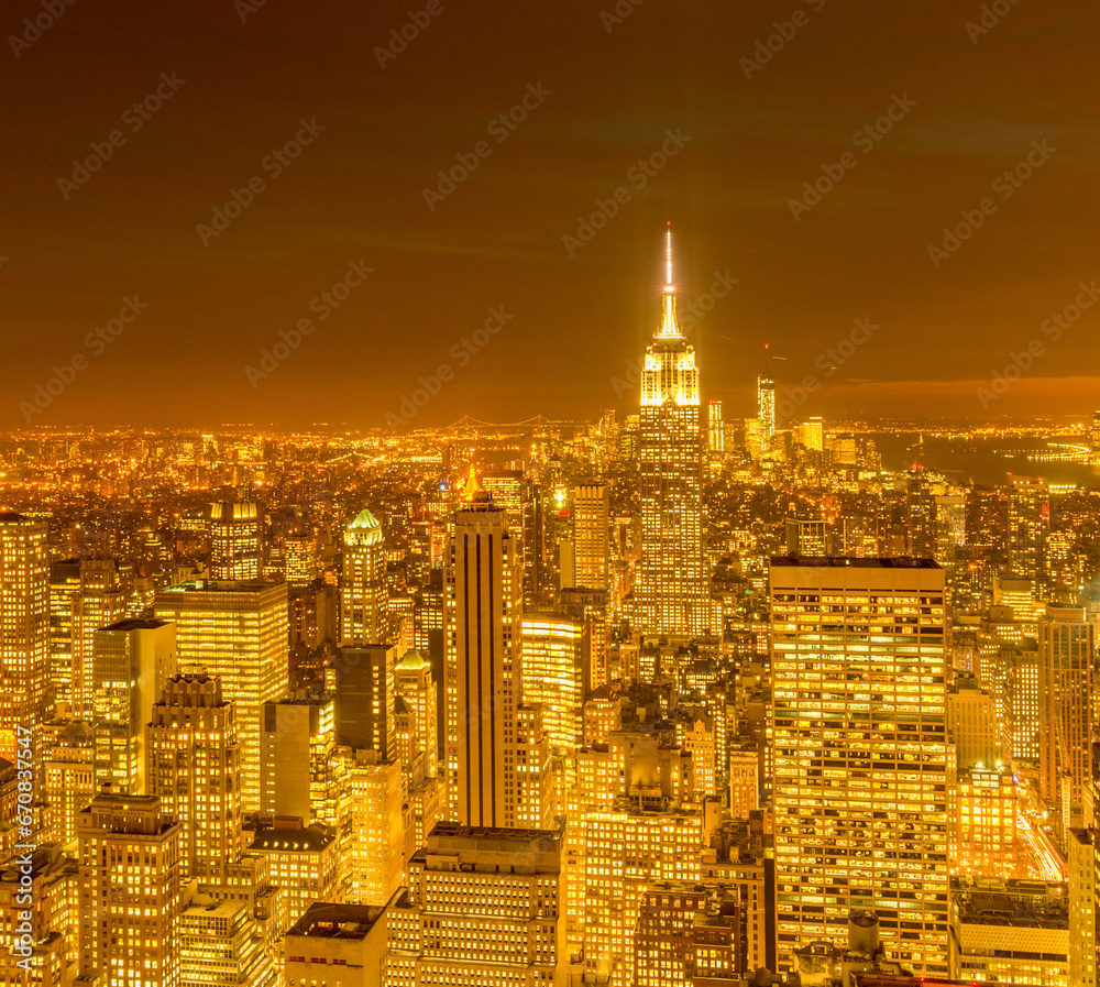 Fototapeta premium View of New York Manhattan during sunset hours