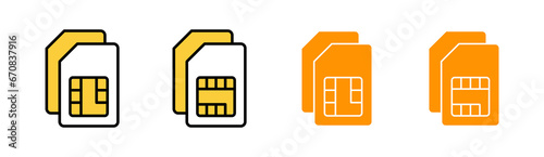 Sim card icon set for web and mobile app. dual sim card sign and symbol