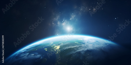 View of the earth from space during a sunrise   Orbiting Sunrise  Earth s View from the Cosmos  