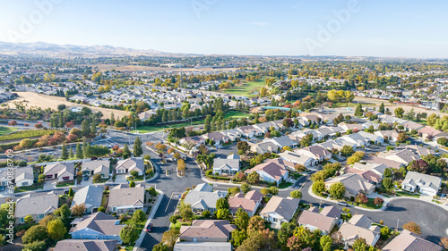 Drone photo over a community in Brentwood, California