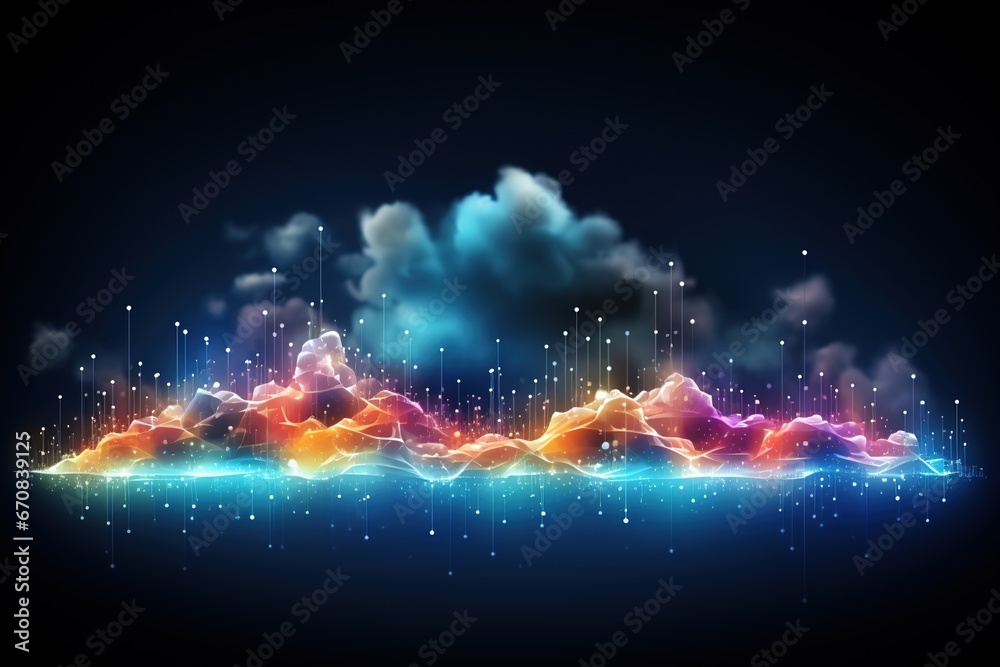 Obraz premium Abstract Background Technology, cloud networking, generative ai.