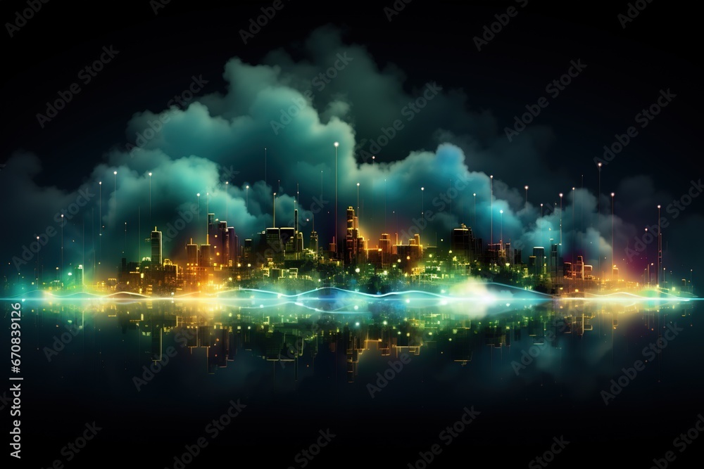 Fototapeta premium Abstract Background Technology, cloud networking, generative ai.