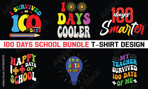 100 Days of School Bundle Shirt Bundle Shirt School Shirt Teacher gift Eps Vector Bundle Design
