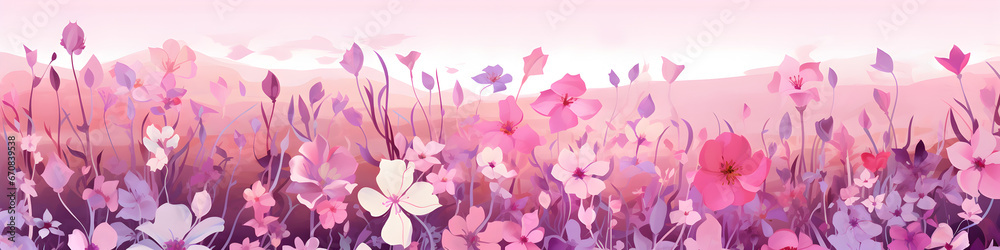 Colorful flower field illustration background