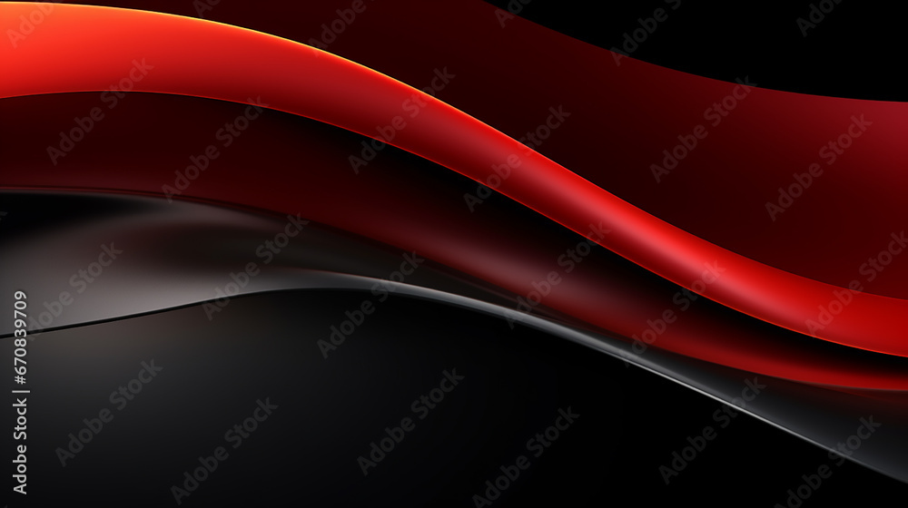 Abstract red wave curve smooth on black design modern luxury technology ...