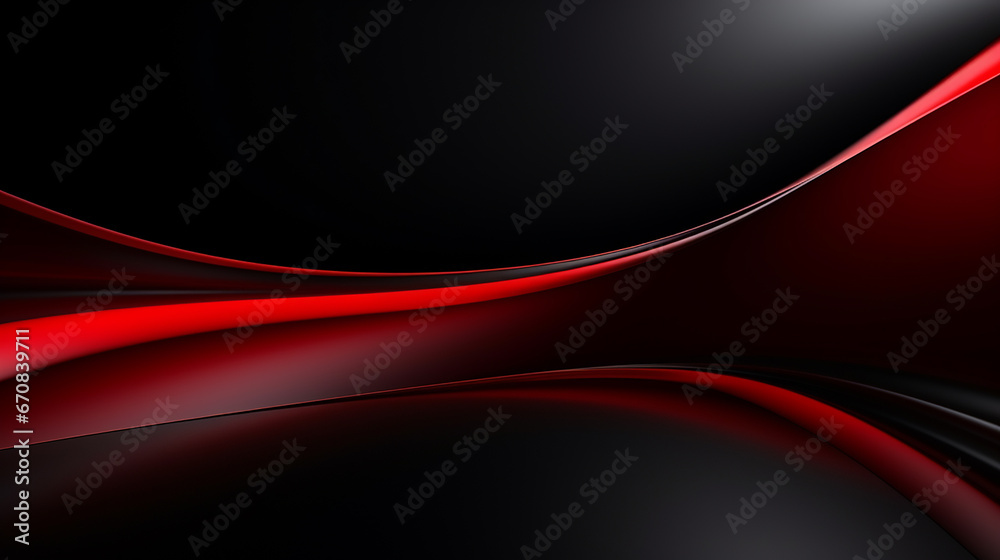 Abstract red wave curve smooth on black design modern luxury technology ...