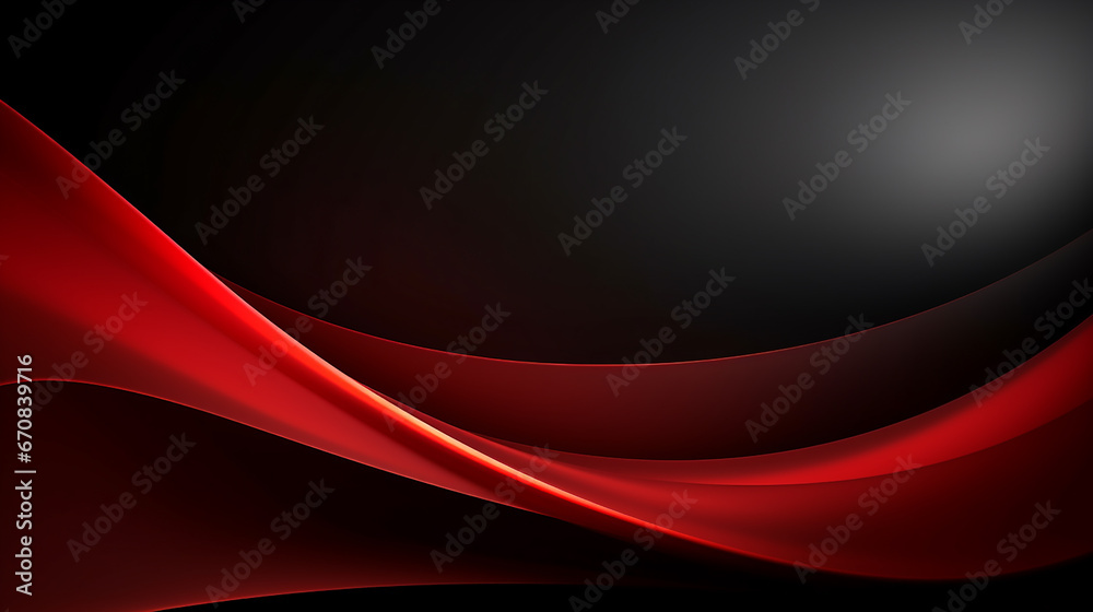 Abstract red wave curve smooth on black design modern luxury technology ...