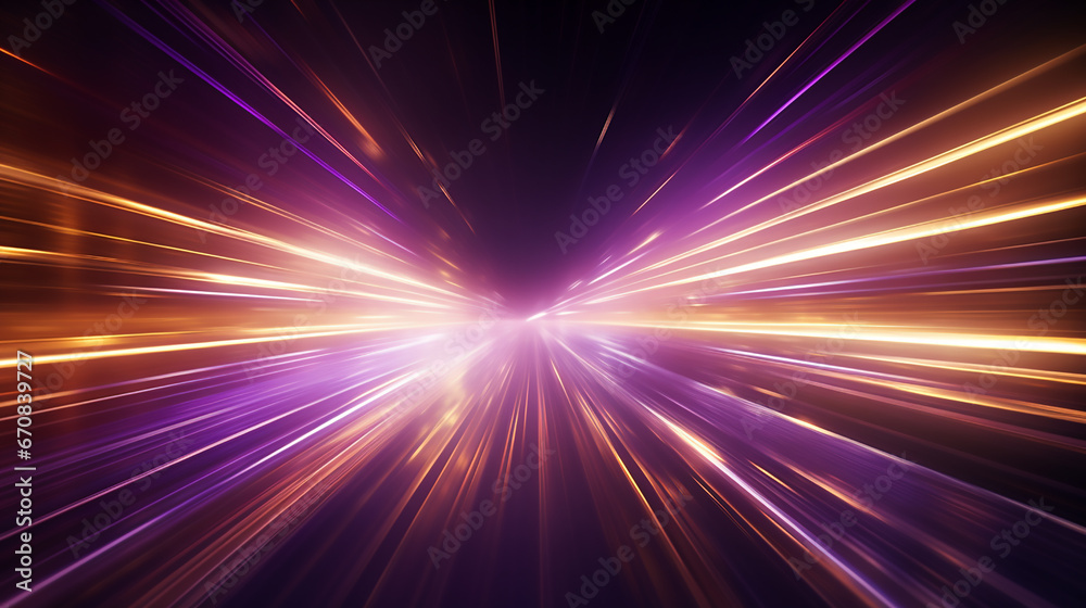 Obraz premium Abstract star or sun light glow purple and gold light effect. Explosion effect. Fast motion effect. sunlight special lens flare light effect. 
