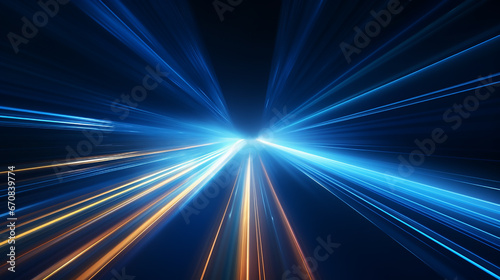 Blue light glow futuristic technology background with organic motion. blue and gold glowing abstract sun burst with digital lens. Gradient Selective Color, and create sunlight. 