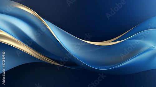 abstract dark blue and gold wave gradient background. Abstract neon blue and gold wave background design. Generative ai.