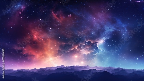 Abstract Space background panoramic, realistic nebula and shining stars.AI generated © saifur
