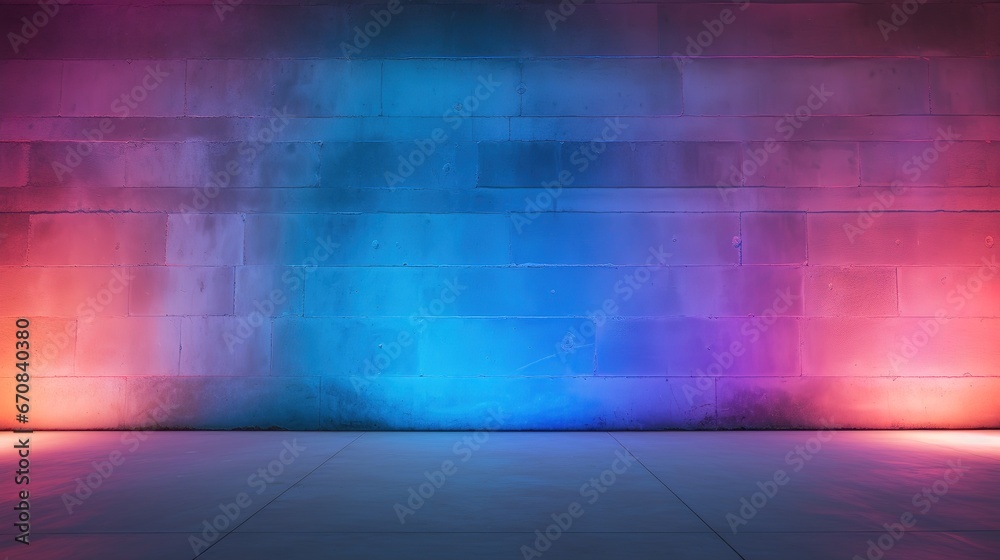 A brick wall with color background. A brick wall consisting of brick of different colors. A spectrum of colors or rainbow colors