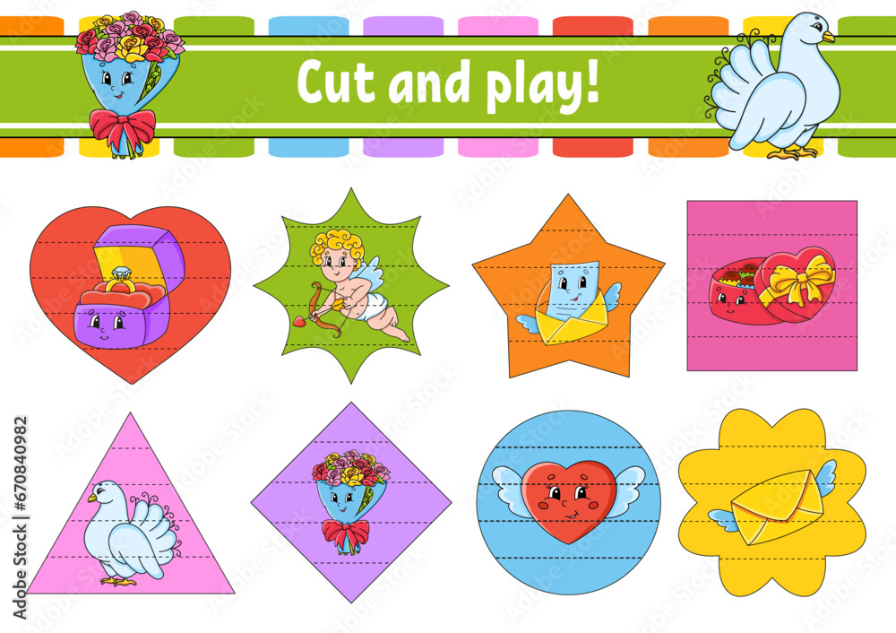 Matching game. Draw a line. Education developing worksheet. Activity page with color pictures. Riddle for children. Cute character. Cartoon style. Vector illustration.