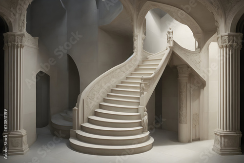Depict a grand, well-constructed stairway that ascends from the bottom of the design to the top, signifying the passage of time and the progression of years