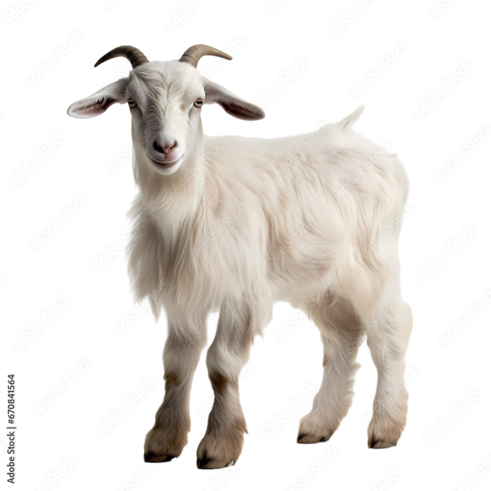White horned sheep on transparent background White horned sheep on transparent background