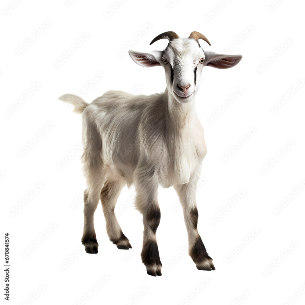 White horned sheep on transparent background White horned sheep on transparent background