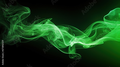 Light neon green smoke color on dark background. AI generated image