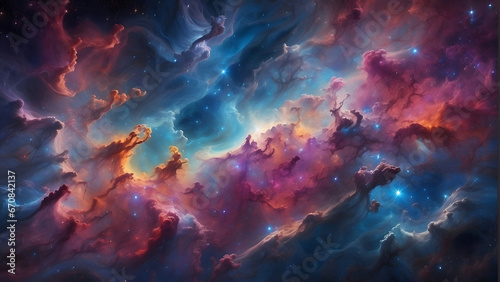 Explore Colorful Space Galaxy Nebulas © Shavin ART