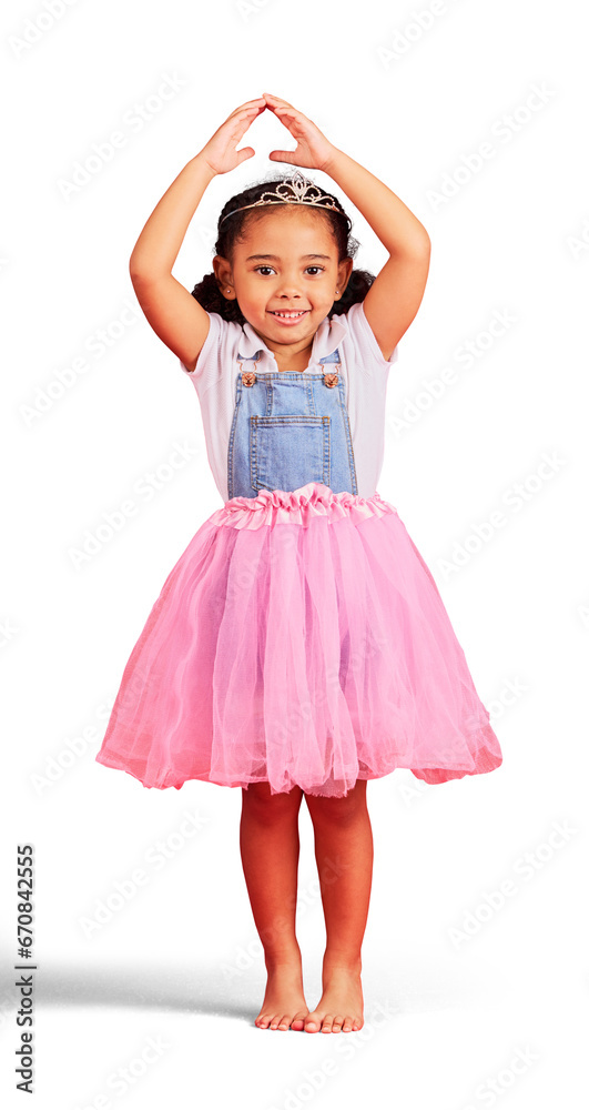 Dancing, portrait and girl in princess dress, ballet and performance isolated on transparent png background. Child or kid in ballerina skirt, fairytale clothes and pink fashion or crown for dance Dancing, portrait and girl in princess dress, ballet and performance isolated on transparent png background. Child or kid in ballerina skirt, fairytale clothes and pink fashion or crown for dance
