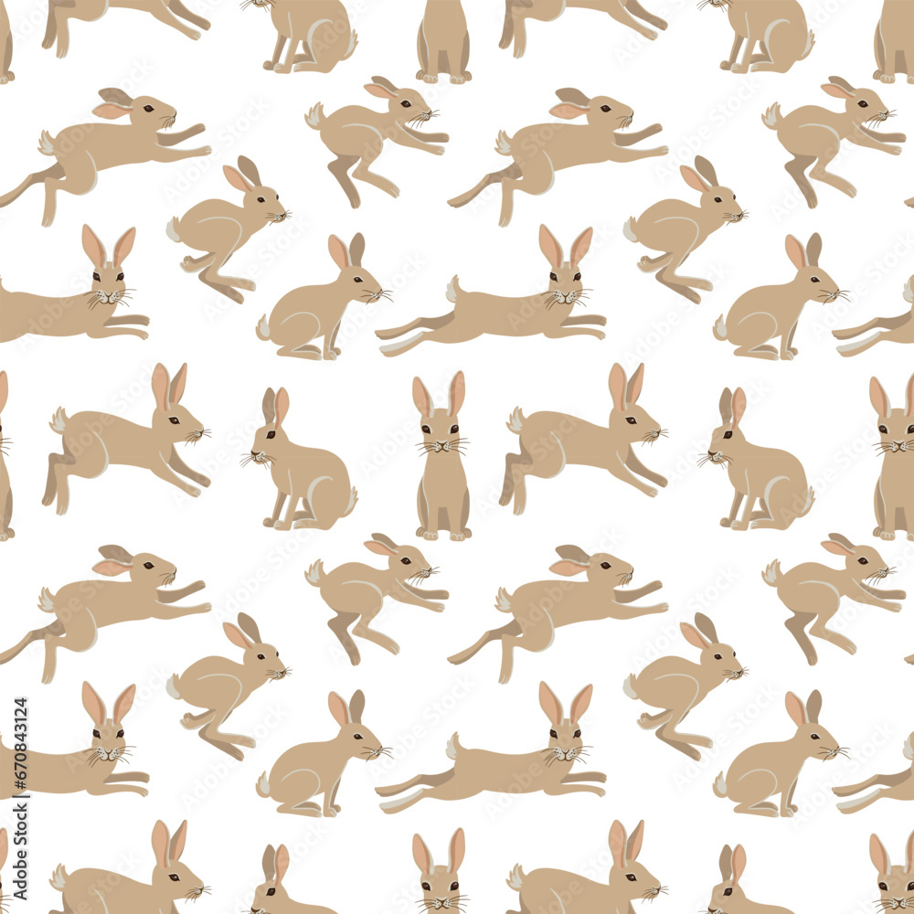 vector drawing seamless pattern with hares, rabbits, hand drawn animal at white, cartoon style background for children textile or wallpaper vector drawing seamless pattern with hares, rabbits, hand drawn animal at white, cartoon style background for children textile or wallpaper