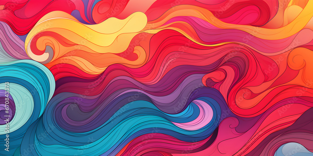Colorful line art illustration background