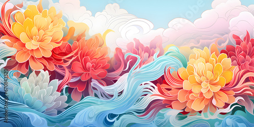 Colorful line art illustration background