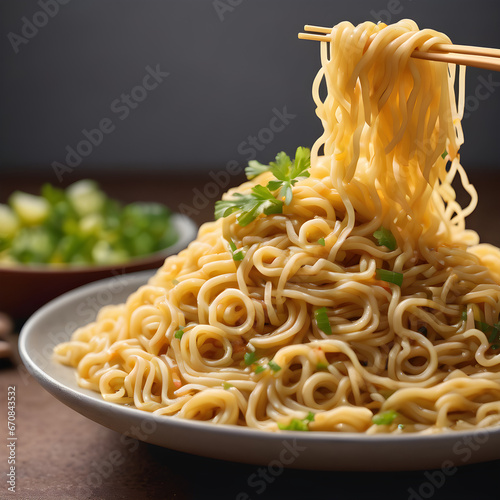Bowl with instant noodles isolated