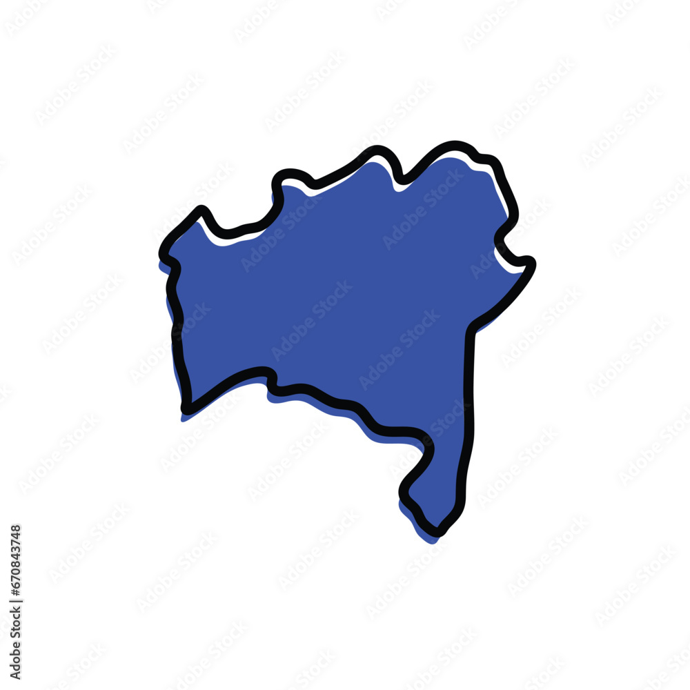 State of Bahia map vector illustration. Brazil state map.
