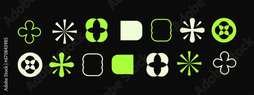 Brutalism shapes, minimalist geometric elements, abstract bauhaus forms. Trendy modern graphic element vector set