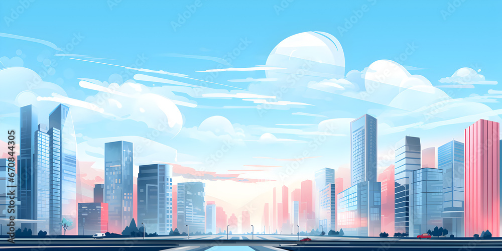 Cityscape with sky illustration background